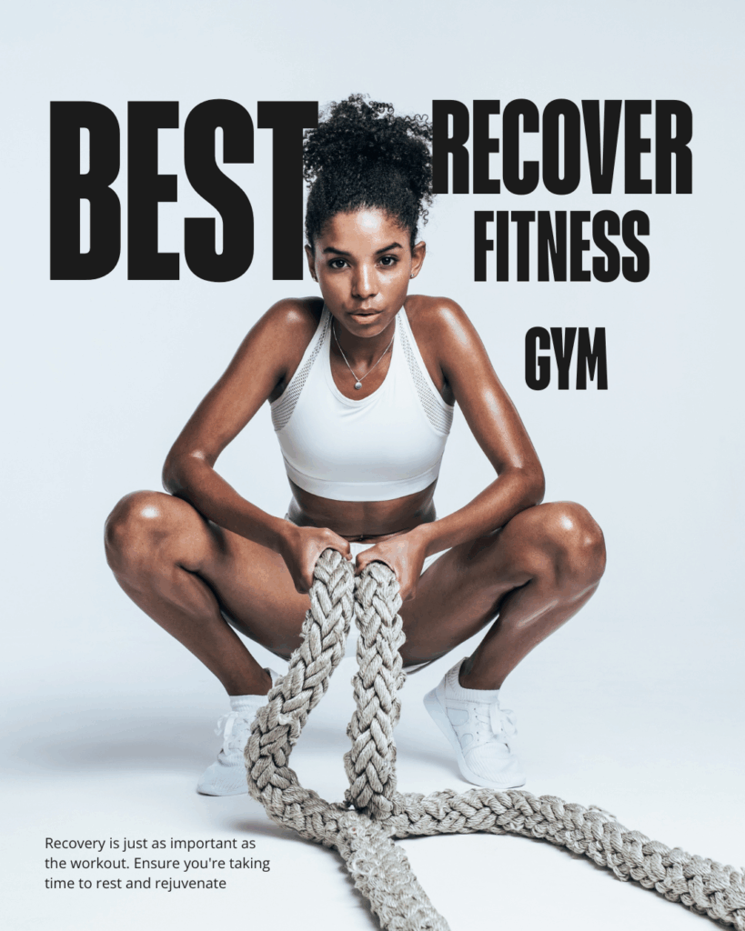 black and white bold gym & fitness recovery instagram post