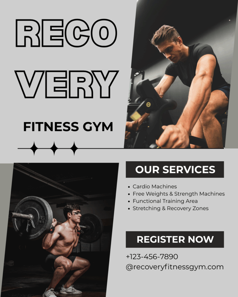 gray and black modern fitness gym instagram post